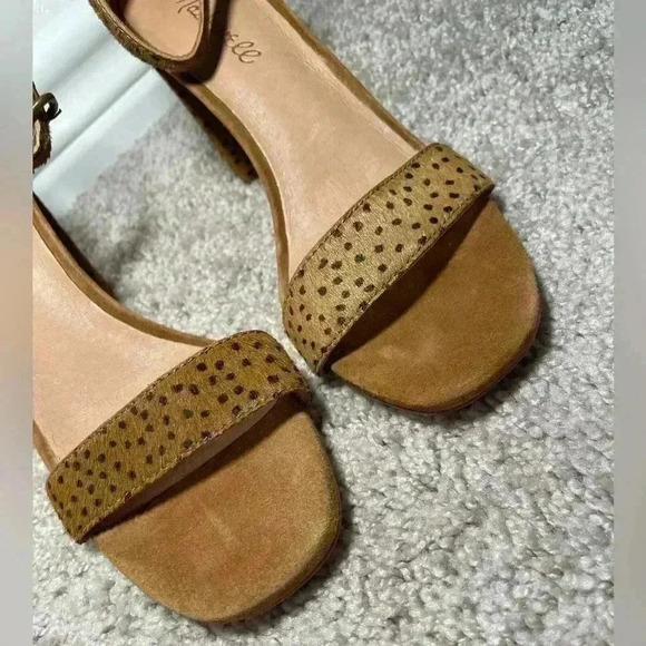 MADEWELL The Brooke Ankle Strap Open Toe Sandal Heels Spot Dot Calf Hair Size 7 - Picture 7 of 8